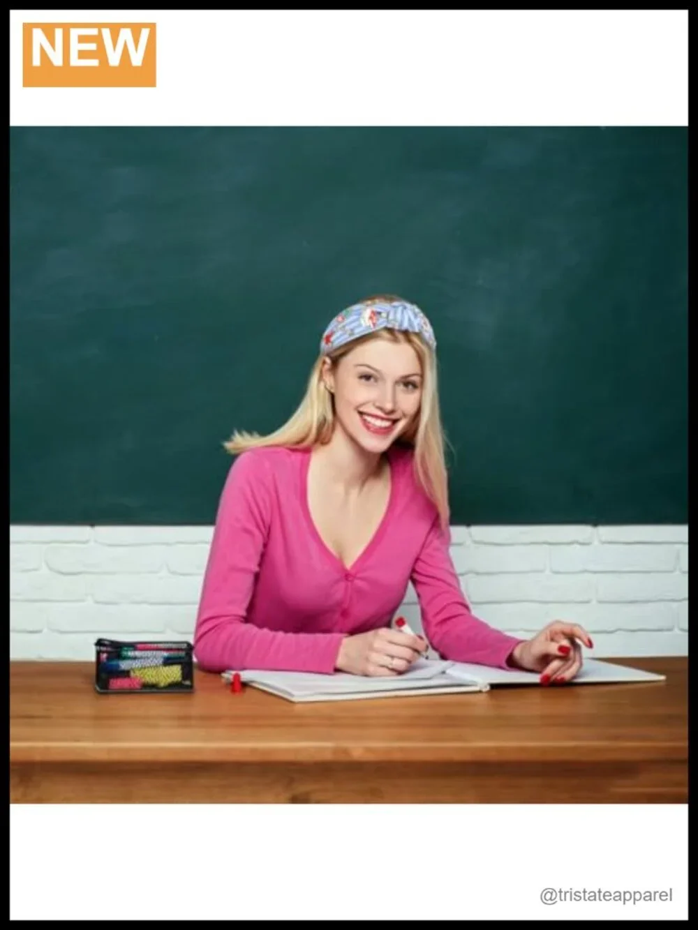Back to School Teacher Knot Headband with Rhinestone Charms